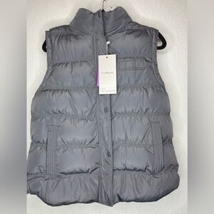 NWT PUFFER VEST REMOVABLE HOODIE QUILTED ZIPPER/BUTTON WINDPROOF UNISEX SIZE LG